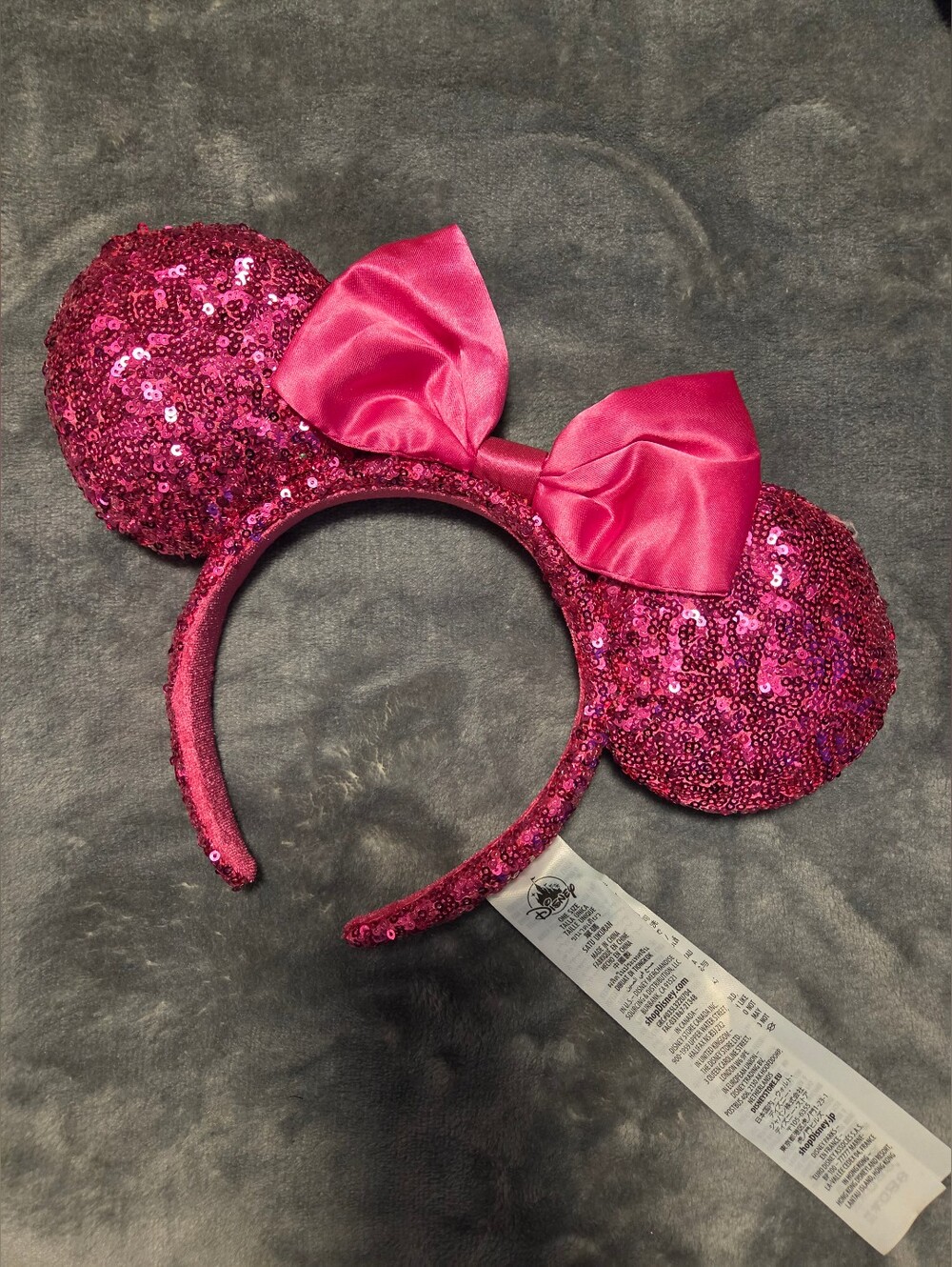 Disney Pink Sequin Minnie Mouse Ears Headband with Bow